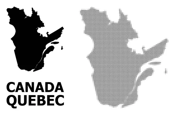 Vektorový polotónový vzor a plná mapa provincie Quebec — Stockový vektor