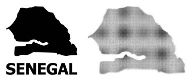 Vektör Halftone Mozaik ve Senegal Katı Haritası