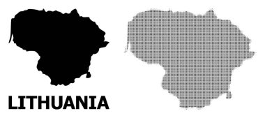 Vektör Halftone Deseni ve Litvanya Katı Haritası