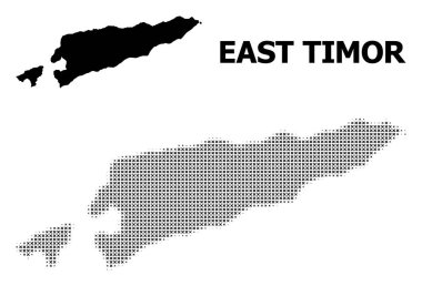 Vektör Halftone Mozaik ve Doğu Timor Katı Haritası