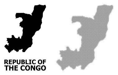 Vektör Halftone Mozaik ve Kongo Cumhuriyeti Katı Haritası