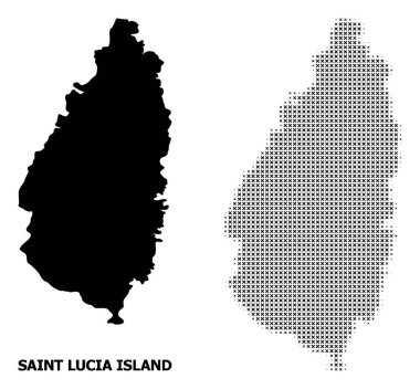 Vektör Halftone Mozaik ve Saint Lucia Adası Katı Haritası