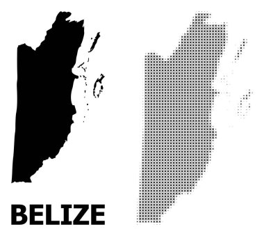 Vektör Halftone Mozaik ve Belize Katı Haritası