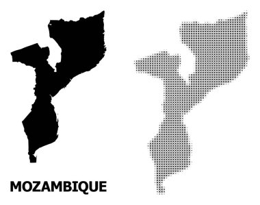 Vektör Halftone Mozaik ve Mozambik Katı Haritası