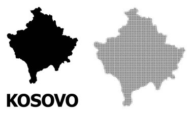 Vektör Halftone Mozaik ve Kosova Katı Haritası