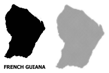 Vektör Halftone Mozaik ve Fransız Guyanası Katı Haritası
