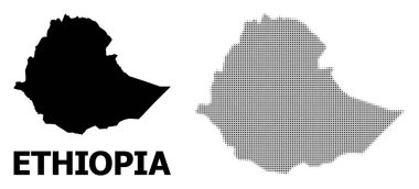 Vektör Halftone Deseni ve Etiyopya Katı Haritası