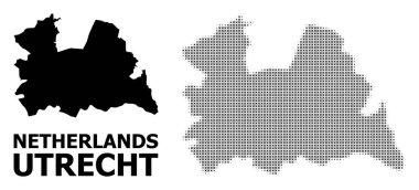 Utrecht Eyaleti Vektör Halftone Mozaik ve Katı Haritası