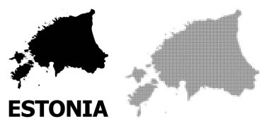 Vektör Halftone Deseni ve Estonya Katı Haritası