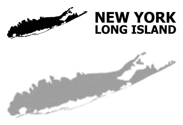 Vektör Halftone Mozaik ve Long Island Katı Haritası — Stok Vektör