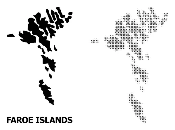 Vektor rastermönster och solid karta över Färöarna — Stock vektor