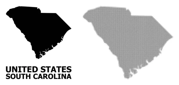 Vektör Halftone Desen ve Güney Carolina Eyaleti Katı Haritası — Stok Vektör