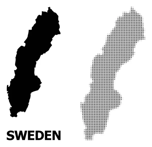 เวกเตอร์ครึ่งโทนโมเสคและแผนที่แข็งของสวีเดน — ภาพเวกเตอร์สต็อก