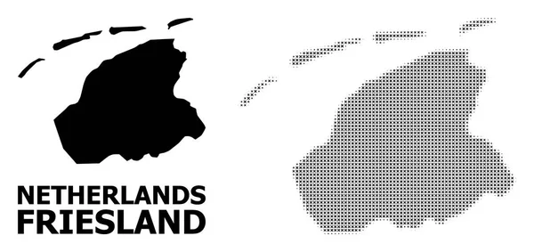 Vektör Halftone Deseni ve Friesland Eyaleti Katı Haritası