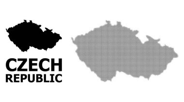 Vektör Halftone Mozaik ve Çek Cumhuriyeti Katı Haritası