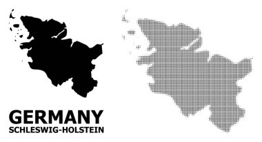 Vektör Halftone Deseni ve Schleswig-Holstein Eyaleti Katı Haritası