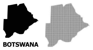 Vektör Halftone Mozaik ve Botsvana Katı Haritası