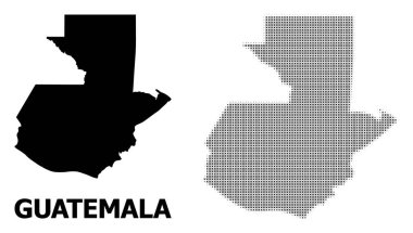 Vektör Halftone Deseni ve Guatemala Katı Haritası
