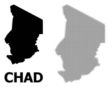 Vektör Halftone Mozaik ve Çad Katı Haritası