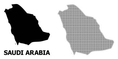 Vektör Halftone Mozaik ve Suudi Arabistan Katı Haritası