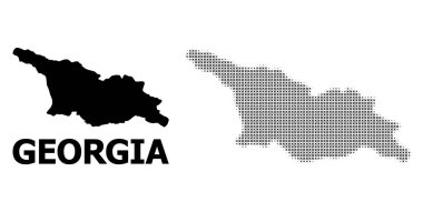 Vektör Halftone Deseni ve Gürcistan Katı Haritası