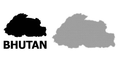 Vektör Halftone Mozaik ve Bhutan Katı Haritası