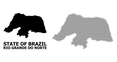 Vektör Halftone Mozaik ve Rio Grande Do Norte Devlet Katı Haritası