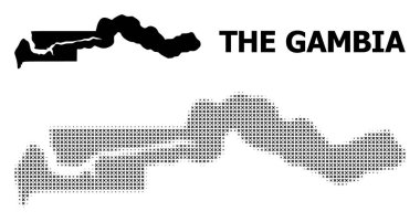Vektör Halftone Mozaik ve Gambiya Katı Haritası