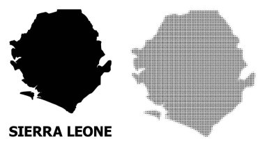 Vektör Halftone Mozaik ve Sierra Leone Katı Haritası