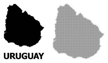 Vektör Halftone Deseni ve Uruguay Katı Haritası