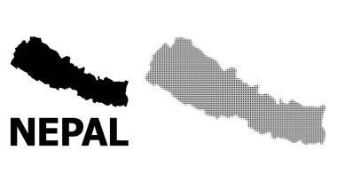 Vektör Halftone Deseni ve Katı Nepal Haritası
