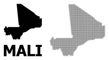 Vektör Halftone Mozaik ve Mali Katı Haritası