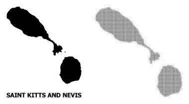 Vektör Halftone Deseni ve Saint Kitts ve Nevis Katı Haritası