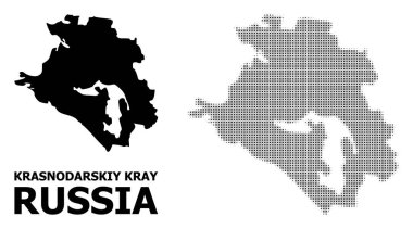 Vektör Halftone Mozaik ve Krasnodarskiy Kray Katı Haritası