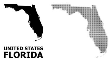 Vektör Halftone Mozaik ve Florida State Katı Haritası