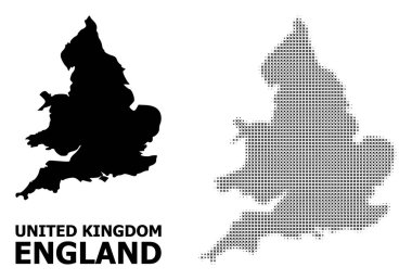 Vektör Halftone Deseni ve İngiltere Katı Haritası