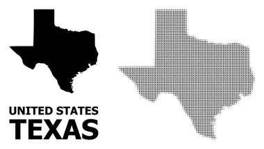 Vektör Halftone Desen ve Texas State Katı Haritası