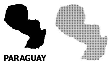 Vektör Halftone Deseni ve Paraguay Katı Haritası
