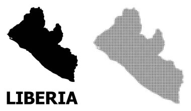 Vektör Halftone Deseni ve Liberya Katı Haritası