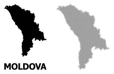 Vektör Halftone Mozaik ve Moldova Katı Haritası