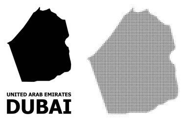 Vektör Halftone Mozaik ve Dubai Emirliği Katı Haritası