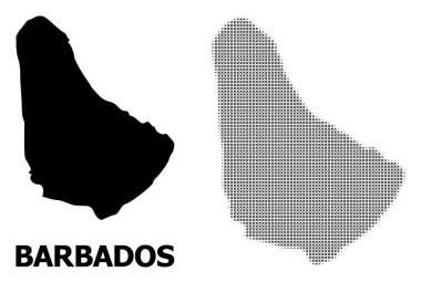 Vektör Halftone Mozaik ve Barbados Katı Haritası