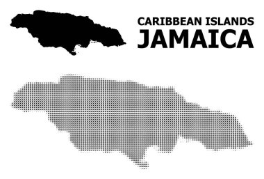 Vektör Halftone Mozaik ve Jamaika Katı Haritası