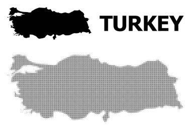 Vektör Halftone Mozaik ve Türkiye Katı Haritası