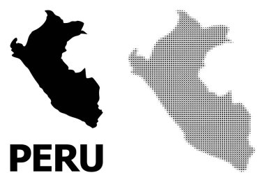 Vektör Halftone Deseni ve Peru Katı Haritası