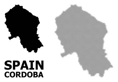 Vektör Halftone Mozaik ve Cordoba İspanyol Eyaleti Katı Haritası