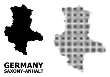 Saksonsonya-Anhalt Eyaleti Vektör Halftone Deseni ve Katı Haritası