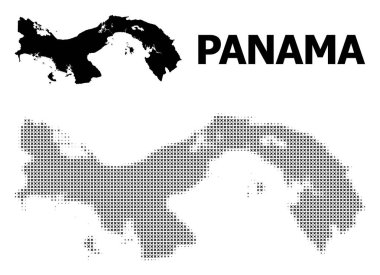 Vektör Halftone Deseni ve Panama Katı Haritası