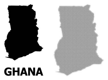 Vektör Halftone Mozaik ve Gana Katı Haritası