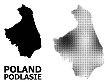 Podlasie Eyaleti Vektör Halftone Deseni ve Katı Haritası